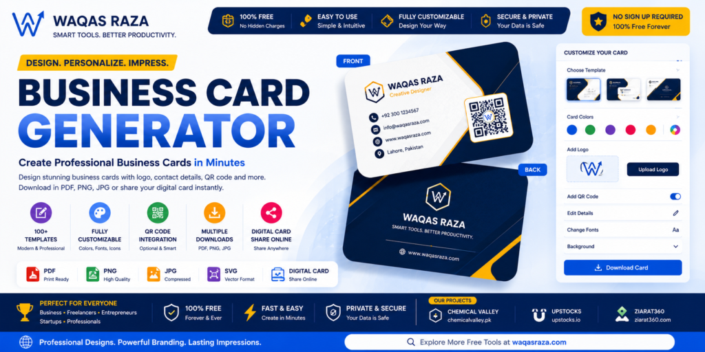 Business Card Generator, Free Business Card Generator , Waqas Raza, How to Create a Professional Business Card