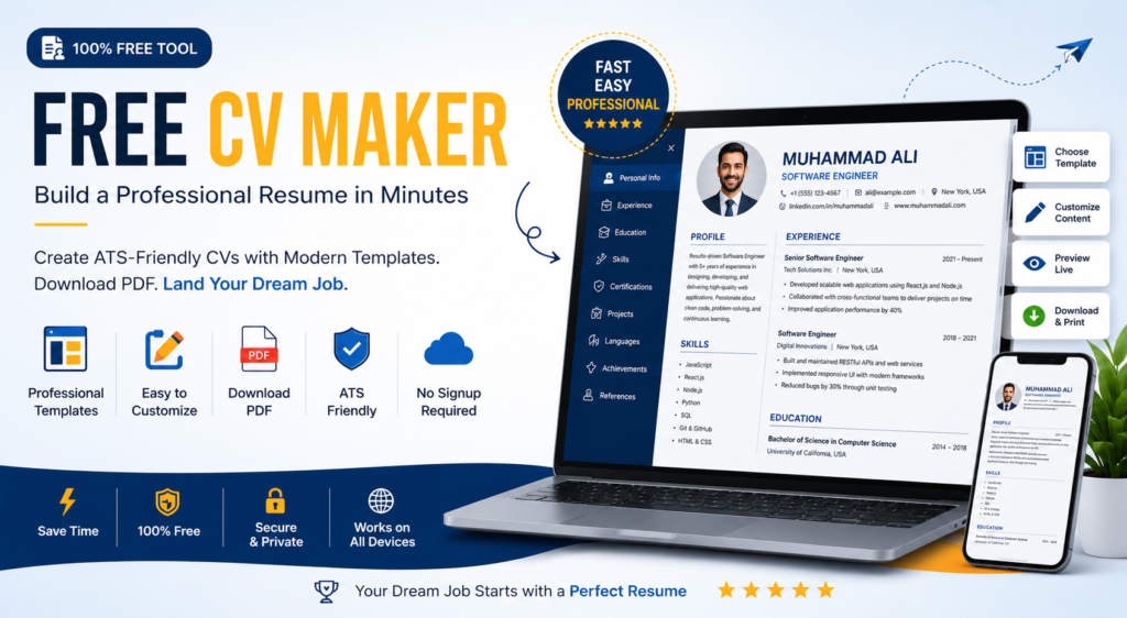 Free Cv Maker , Waqas Raza, How to Use Free CV Maker