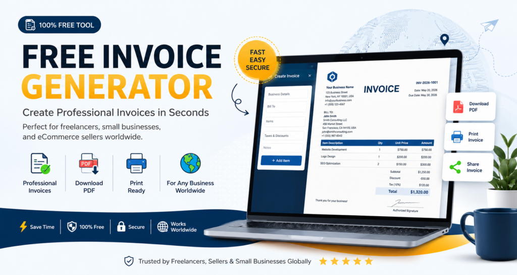 Free Invoice Generator, How to Create an Invoice Online, Waqas Raza, Waqas Raza Tools